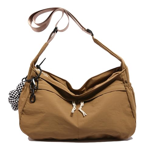 Image of ENOPINK Nylon Crossbody Bags for Women Trendy Crescent Shoulder Bags Lightweight Hobo Bags Purses Adjustable Straps (Brown)