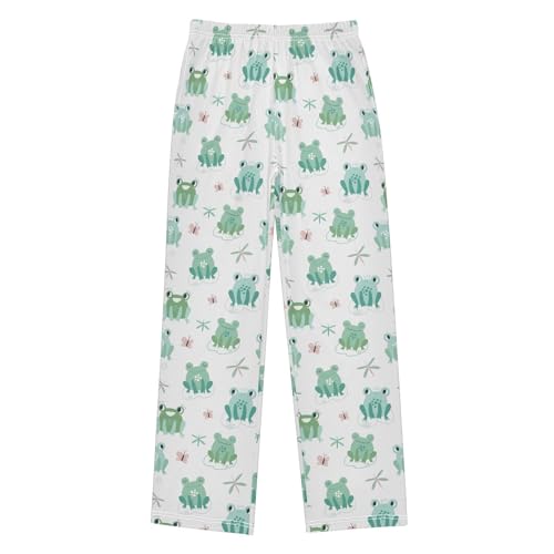 Lovely Frog Butterfly Boys Long Pants Soft Trousers Elastic Waist Kids Lounge Bottoms with Pockets S-XL