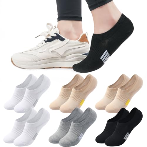 Image of No Show Socks Womens Cushioned Low Cut Invisible Footies for Running Athletic Ankle Socks 6 Pairs