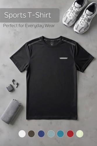 Image of Van Heusen Men's Running T-Shirt | Regular Fit | Crew Neck | Soft Breathable Mircofiber | Casual Wear | Summer Favorite | Shoulder Bonding |Sports T-Shirt | Style 61005