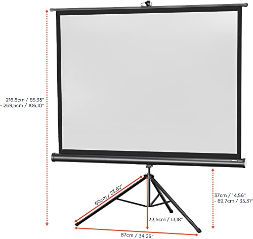 celexon Economy Stativ-Leinwand schwarz 105 | 211x160 cm 4:3 | mobil transportable 4K, Full-HD Beamerleinwand mit manuellem Rollauszug f&uuml;r Heimkino, B&uuml;ro & Outdoor | inkl. Standfu&szlig; + Tragegriff