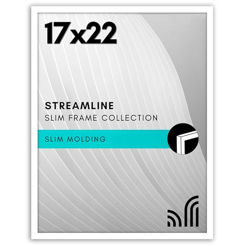 Americanflat 17x22 Picture Frame with Polished Plexiglass - Streamline Collection - Thin Border Picture Frame for Wall Display - Hanging Hardware Included - White