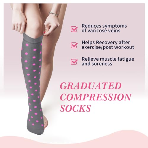 Image of Sooverki Compression Socks for Women & Men 6 Pairs is Best Supportive Knee High Stockings for Circulation, Travel, Nurses