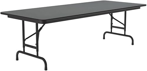 Miniatura 14 de Correll - Mesa plegable de altura ajustable y resistente, parte superior laminada de alta presión, fabricada en Estados Unidos, delantal de acero