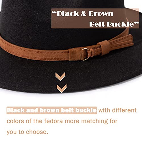 Image of Lisianthus Men & Women Vintage Wide Brim Fedora Hat | Classic Belt Buckle Decor, Adjustable Drawstring, Inner Breathable Sweatband, Timeless Style, Ideal for Travel & Daily
