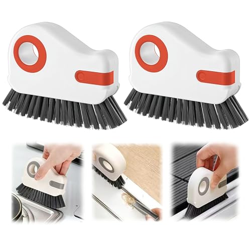 Image of 2 in 1 Groove Cleaning Brush,New Window Track Cleaning Tools Multifunction Grout Cleaner Tool with Tweezers and Scraper for Sliding Door Track, Window Seal, Sill (Orange 2 Pcs)