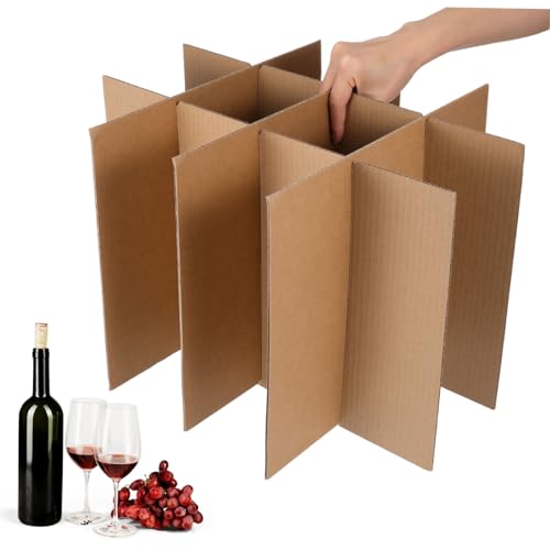 NUOBESTY 2 Divisores de Cartón para Cajas de Mudanza Separadores Resistentes para Botellas de Vino y Cristalería Fácil Montaje y Almacenaje Plano Kit de Embalaje para Protección de