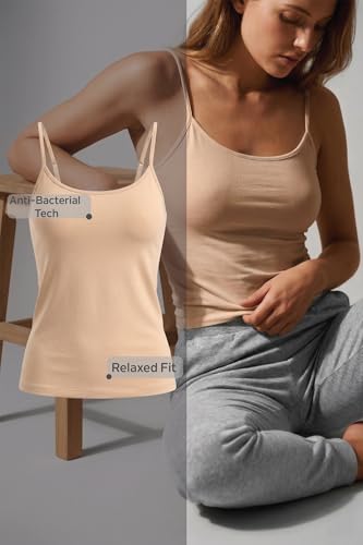 Image of Van Heusen Women's Everyday Cotton Cami | Relaxed Fit | Anti‑Bacterial Tech | Keeps You Dry and Fresh | Sweat Absorbent | Spaghetti Camisole | Color Fresh | Stays 11203|Available in Pack of 1 & 2