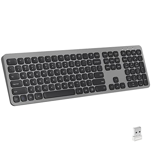 Wireless Keyboard Mouse Combo, cimetech Compact Full Size Wireless Keyboard and Mouse Set Less Noise Keys 2.4G Ultra-Thin Sleek Design for Windows, Computer, PC, Notebook, Laptop - (Blue)