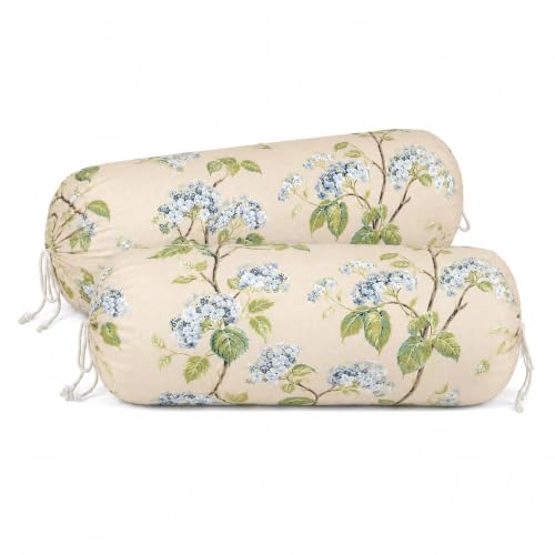 Image of Clasiko Cotton Bolster Covers Set of 2, Champagne Garden, Standard Size
