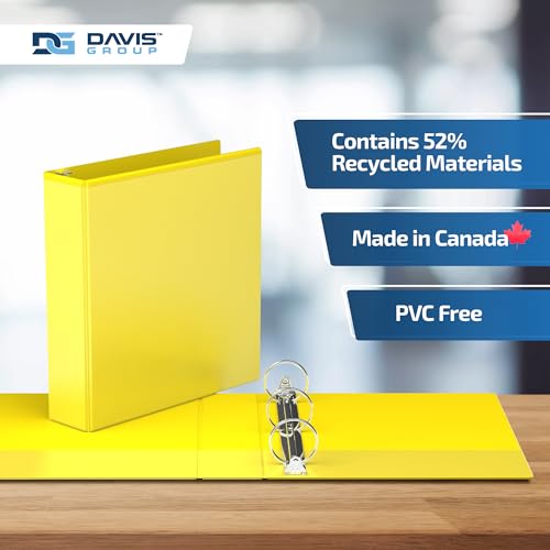 Image of Easyview 3-Ring Binder, Clear-View Cover, 2 inch Round Rings, Yellow, 6 Pack | Heavy-duty binder, fits 8.5 inch x 11 inch paper, customizable cover, made in Canada, ideal for school or office use
