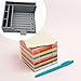 QLoztyse Sticky Note Dispenser with 5 Stencils, Notepad Organizer for Student Desktops, Gray