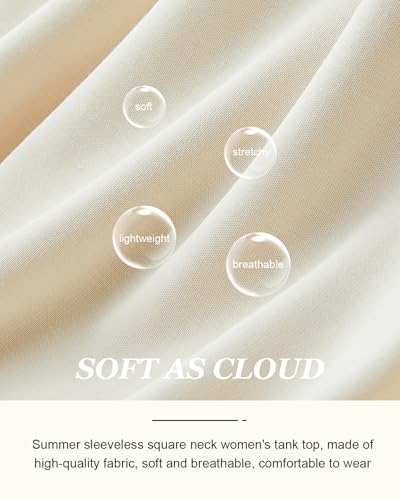 Flafens Summer Tank Top for Women - Cute Pleated Babydoll Scoop Neck Smocked Graphic Sleeveless T Shirt for Beach Vacation4