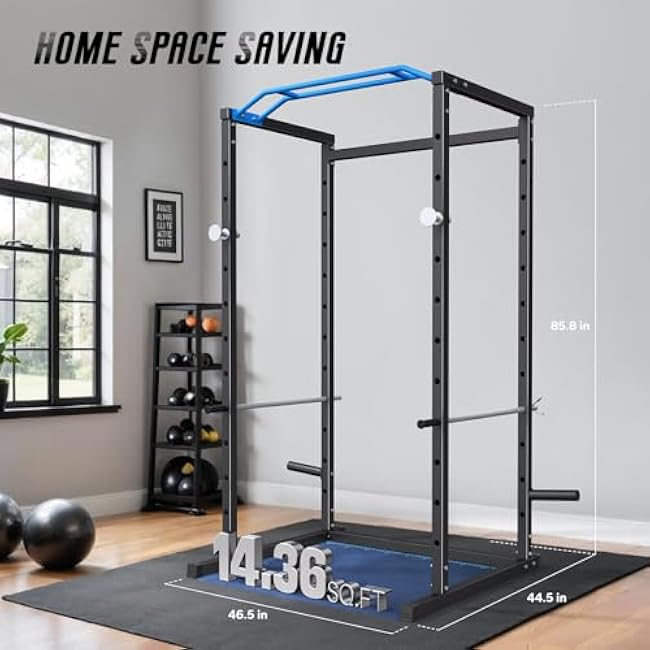 MERACH Power Cage, Multi-Functional Squat Rack for Home Gym with Cable Crossover System, 1600LBS Weight Capacity, Strength Training Equipment with Attachments