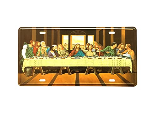 Feenomenn - Placa de metal para matrícula vintage, diseño de la Cène Dernier Compas de Jesús (15 x 30 cm) Cover