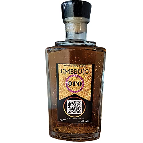 Whisky Premium Oro de 24 K Embrujo de Granada - Pack Whisky Puro de Malta con Piedras de Granito - Botellas Edición Especial para Set Regalo de Hombre y Mujer Cover