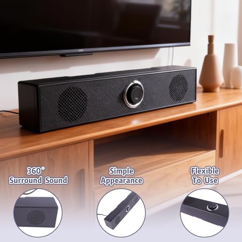 Enceinte PC Barre de Son, Haut-Parleur USB avec Câble AUX 3.5mm, Son Clair et Puissant, Commandes de Volume Faciles, Idéal Gaming et Bureau pour Ordinateur de Bureau, Laptop, Moniteur, TV. – Image 5