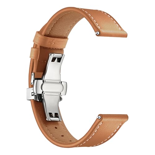 Image of ACM Watch Strap 20mm compatible with Compaq Q Watch Smartwatch | Luxury Leather Clasp Lock Belt Band
