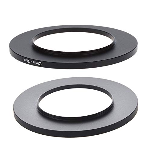 Nicfaky 2Pcs Camera Lens Filter Ring Adapter Black - 49Mm-77Mm & 52Mm-77Mm