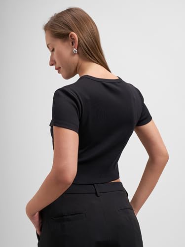 Image of Tokyo Talkies Women Pure Cotton Tops for Woman|Regular Fit Slim fit Crop Tops for Women Western|Top Tshirt for Women Stylish Western|Suitable for Casual and Workwear