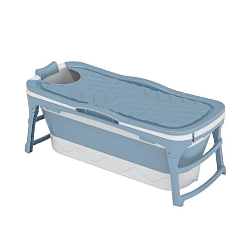 Iconique Collapsible Portable Bath Tub | Foldable Sauna, Shower, Cold Plunge, Outdoor Pool | 142cm x 60cm x 58cm | for Adults, Kids, Pets (Light Blue)