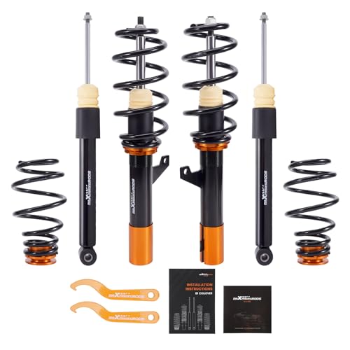 maXpeedingrods Coilovers for VW Golf MK5 MK6 2003-2012, for VW Jetta MK5 2006-2011, for VW B6 Passat 2006-2010, for Audi A3 2006-2014, Height Adjustable Coilovers Suspension Kit, Lowering Kit Black