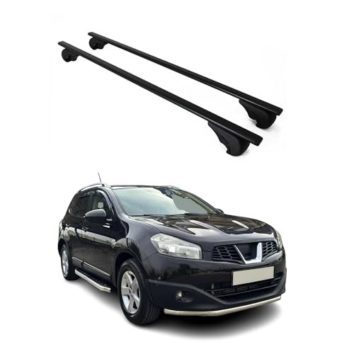 OMAC Dachträger Grundtäger kompatibel mit Nissan Qashqai J10 2006-2014 Metall 75kg Schwarz 2tlg Offene Reling für Fahrradträger, Dachboxen, Skiträger Abschließbar OMAC Dachträger Grundtäger kompatibel mit Nissan Qashqai J10 2006-2014 Metall 75kg Schwarz 2tlg Offene Reling für Fahrradträger, Dachboxen, Skiträger Abschließbar