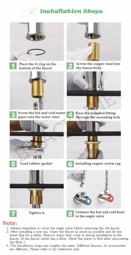 Image of Backline Basin Mixer Tap | Bathroom Basin Faucet | 12 inch Long Pillar tap for Basin | Pillar tap for Basin | Hot & Cold Basin Taps for Bathroom & Livingrooms (Black Gold)