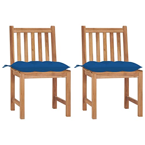 DYRJDJWIDHW Sillas de jardín 2 Unidades Madera Maciza de Teca con cojinessillas Exterior sillas Camping sillas de Jardin Silla terrazaAdecuado para Patios de jardín