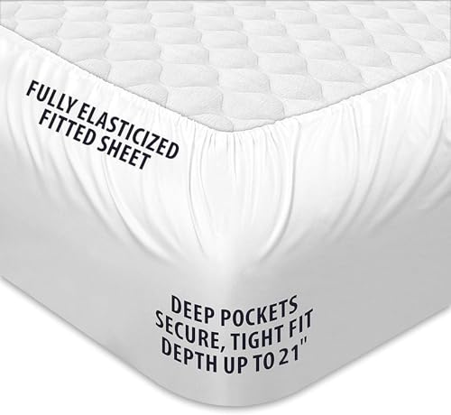 Image of COONP Super Queen Mattress Topper, Extra Thick Pillowtop, Cooling Plush Mattress Pad Cover Cotton Top Bed Topper Protector with 8-21 Inch Deep Pocket