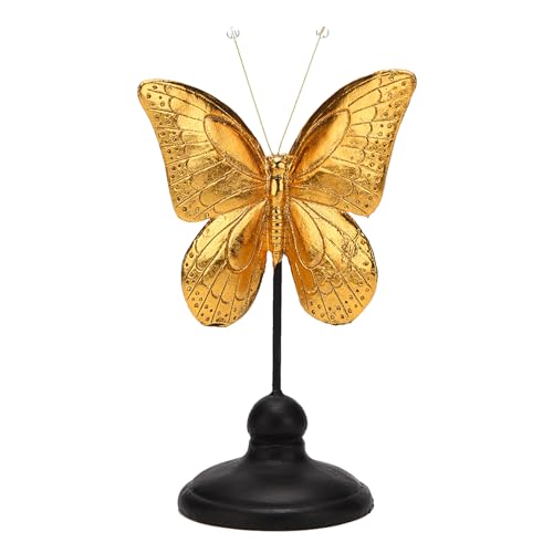 Estatua de Mariposa de Resina Dorada y Negra Moderna 9.1 pulg