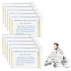 Traxenta 10 Piezas Manta Térmica Supervivencia, Ma...: 【Material de Alta Calidad】La Manta Térmica Supervivencia está hecha de película PET, que tiene excelentes propiedades de aislamiento térmico y puede reflejar hasta el 90% del calor corporal, ayudando a prevenir la hipotermia y los golpes. También es ...
