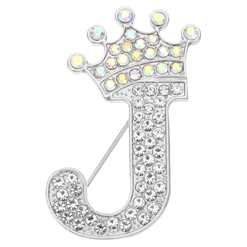 Image of PATIKIL Letter Brooch Pins, Crown Initial Rhinestone Alphabet Letter Lapel Badges Pin for Women Suits