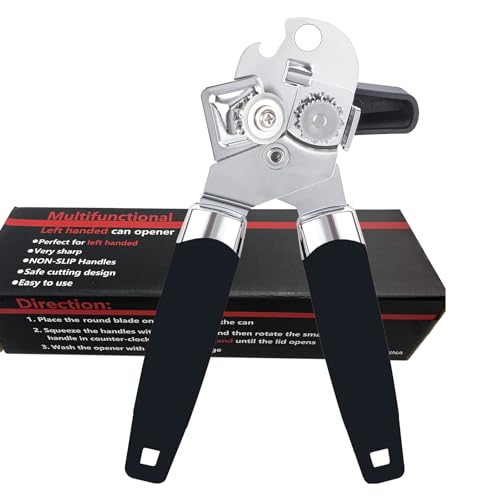 Left handed Can Opener and Bottler Openers, Left hand Kitchen Tools Utensils for Lefty Adults/People (Black)