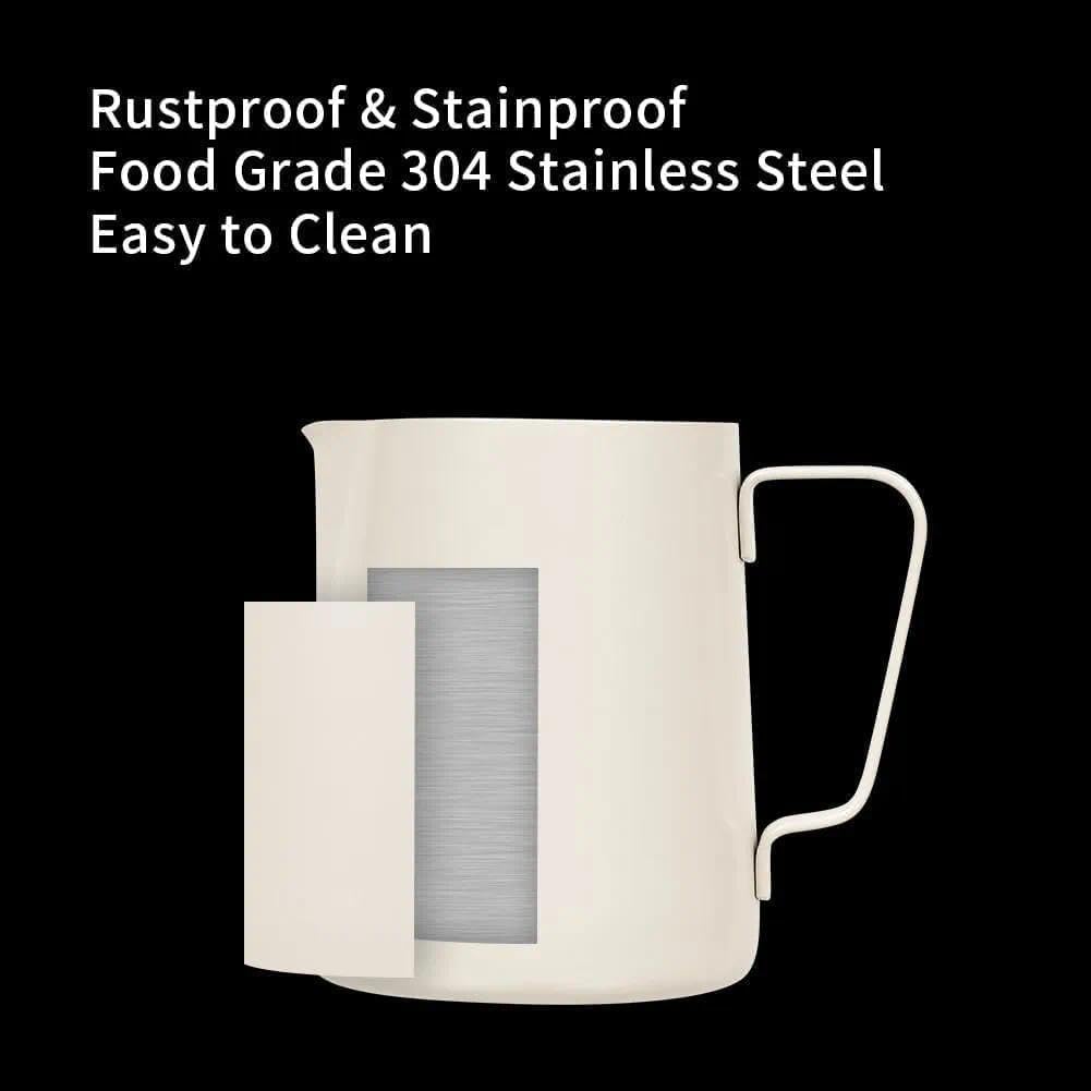 watchget - Jarra espumadora de leche de 350 ml, jarra de vapor de acero inoxidable, jarra de espuma de leche, capuchino, latte, accesorios para máquina de café, jarra de leche, taza espumadora de