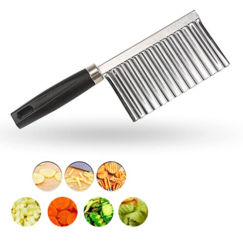 Comparison: Best Knife For Cutting Potatoes 9 Crinkle Cutter Knife Stainless Steel Cutting Tool for Potato Carrot Chip Vegetable French Fry, Wavy Chopper Wave Slicer Steel Blade, Kids Lunch Accessories (Black Handle)