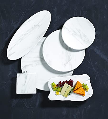 American Metalcraft MW171 Marble Melamine Serving Board, 17", Round, White