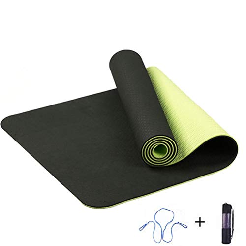 SENDALING 6MM density TPE Yoga Mat Exercise Pad Non-slip Folding Gym Fitness Pilates Supplies Non-skid Floor Play Mat,Army Green