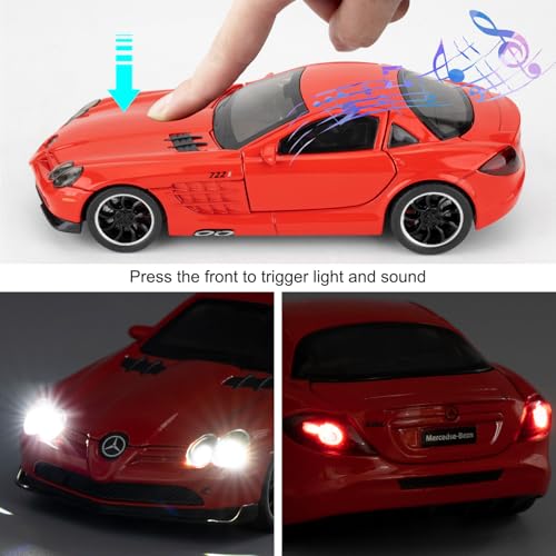 Auto de juguete a escala 1:32 con luz y sonido rojo miniatura 6
