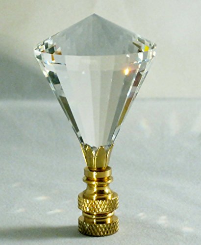 Image of LAMP Finial-Stunning LEADED Crystal LAMP Finial-Clear Diamond /PB