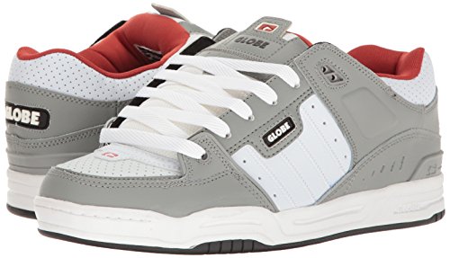 Image of Globe Mens Fusion Skate Shoes, Grey /White /Red, 14 M US