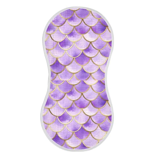 xigua Lavender Scallop Baby Burp Cloths for Newborn Boys and Girls 4 Pack, Soft & Absorbent Cotton Baby Burp Cloth, Baby Washcloths, Newborn Towel, Burp Rags