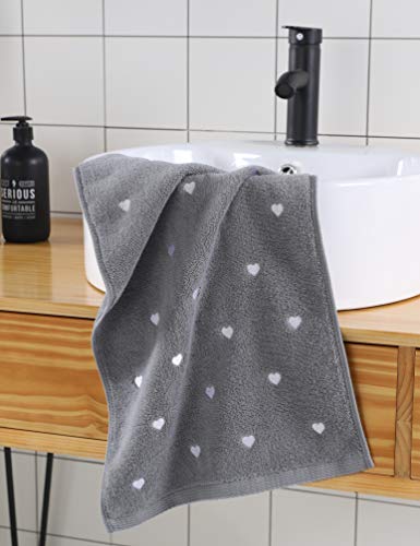 Valentine Handtücher für Badezimmer (hellgrau, 2er-Pack, 33 x 76,2 cm), dekorative Handtücher für Bad, Hand, Gesicht, Fitnessstudio und Spa Cover