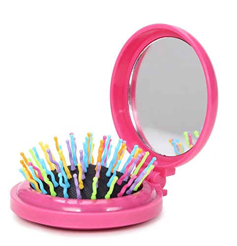 LOUISE MAELYS 1Pcs Folding Mini Pocket Hair Comb with Mirror Travel Set Gift Idea
