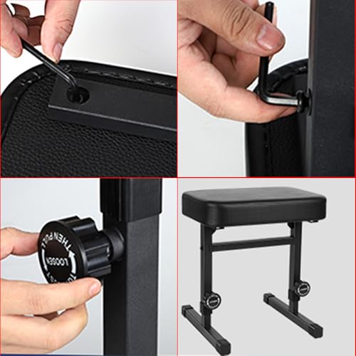 Image of Kadence NK603 Jamming Series Adjustable Keyboard & Piano Bench | Heavy-Duty Metal Frame & 5-Level Height Adjustment | High-Density Cushioned Seat | Stable Base for Practice & Performance | Black
