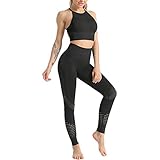 ZYYM Damen 2 Teilig Yogaanzug Sportanzug Trainingsanzug Ärmellose Tops Tights Leggings Set Sportwear Gym Yoga Fitness Workout Freizeitanzug Jogginganzug Outfit Fitness Set Sportanzug Gym Set