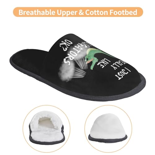 I Just Really Like Alligators Unisex House Slippers Slip On Shoes Indoor Outdoor Furry Scuff Slippers with Wide Widths Cozy Gifts for Women Mom3
