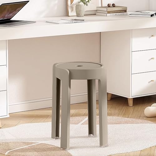 Image of The Artment Khaki Set of 6 Tivo Plastic Stool Modern Stackable Multipurpose with Anti-Slip Base | Lightweight Waterproof PP Stool for Bathroom, Kitchen, Balcony & Living Room, Home & Office