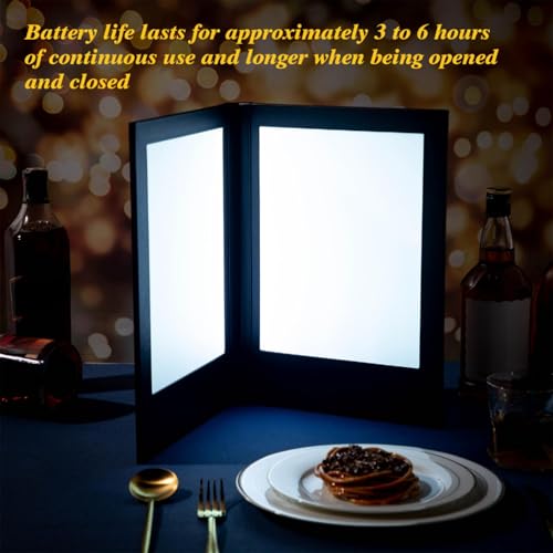 Yiyiring LED Menu Covers 8" x 10.5" LED Backlit Light Double Panel Menu Holder PU Leather Folder Fits Paper for Restaurant Hotel Club Bar Wine(1 Pack)