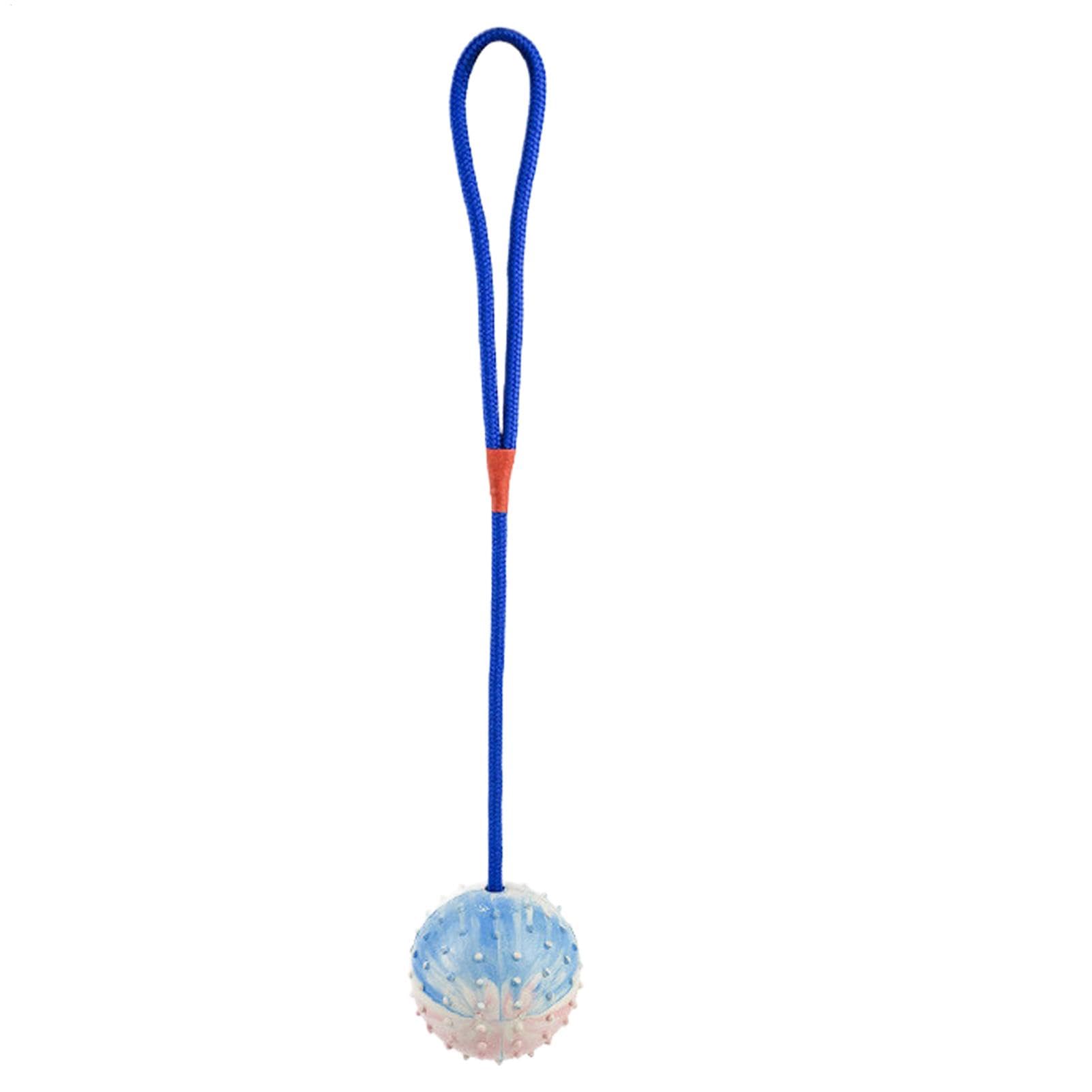 Ball on Rope Dog Toy - Bite Resistant Interactive Pet Ball Dog Ball with Rope | Training Ball Launchers Squeaky Tug Chew Toy for Breed & Small Dogs